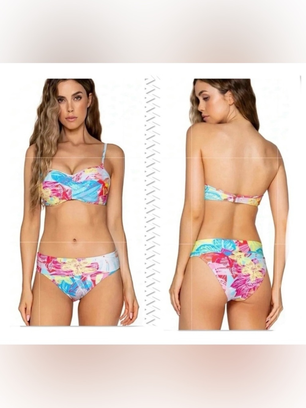 Sunsets Iconic Twist Underwire Bandeau Bikini Top (E-H Cup) & XL Bikini Bottom